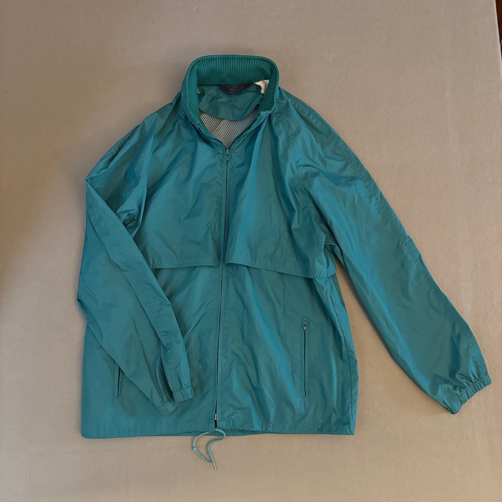 VTG Woolrich Teal Full Zip Windbreaker w/Z Zip in Hood Jacket Women's M Gorpcore